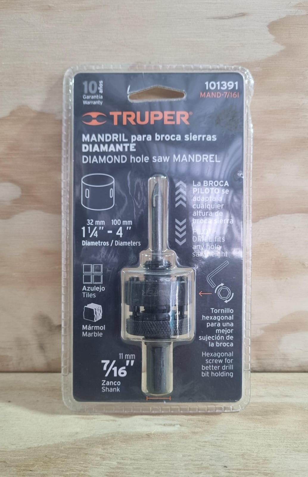 Mandril para broca sierras Diamante 7/16" 11mm