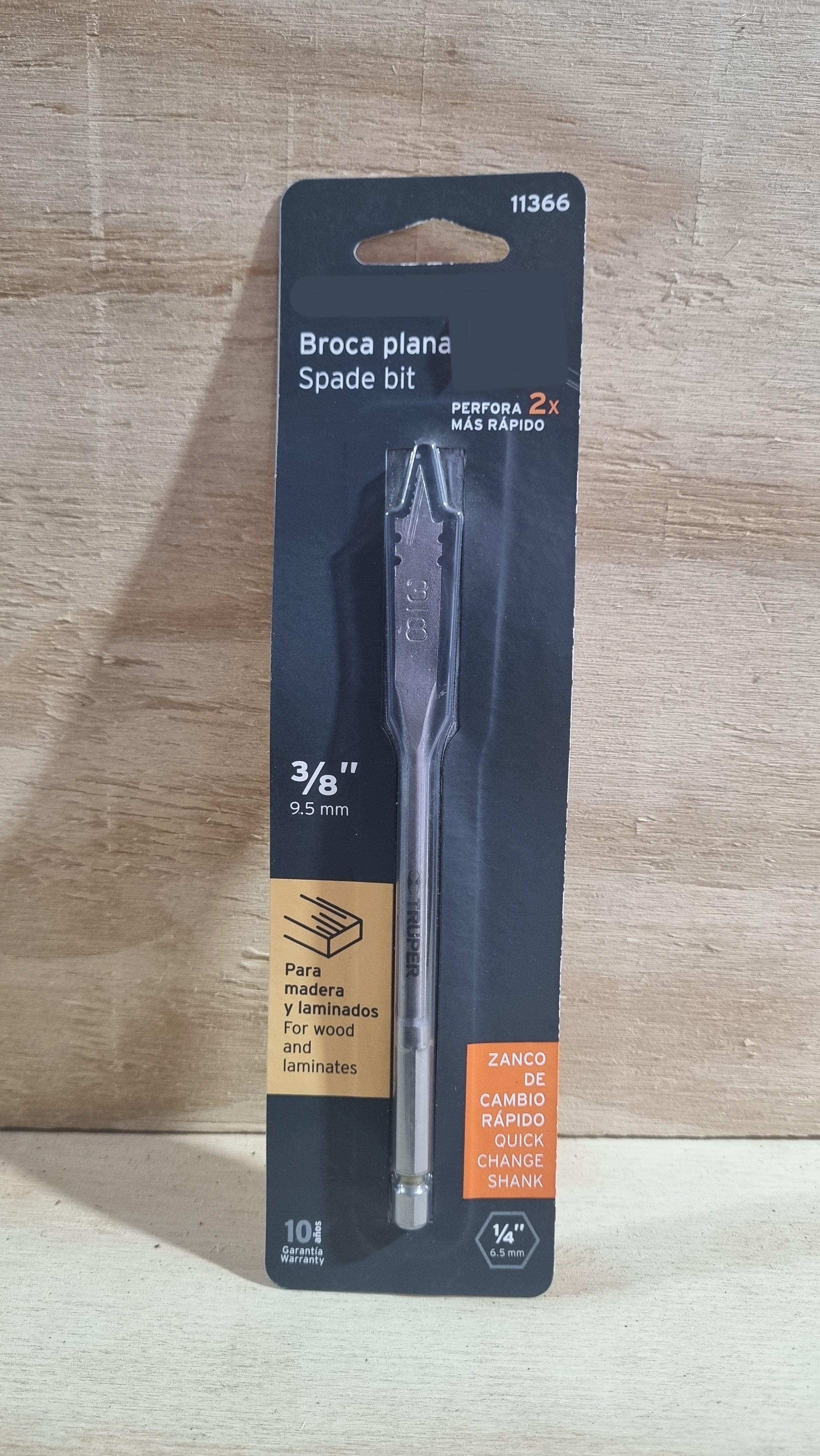 Broca plana para madera y laminados 3/8"
