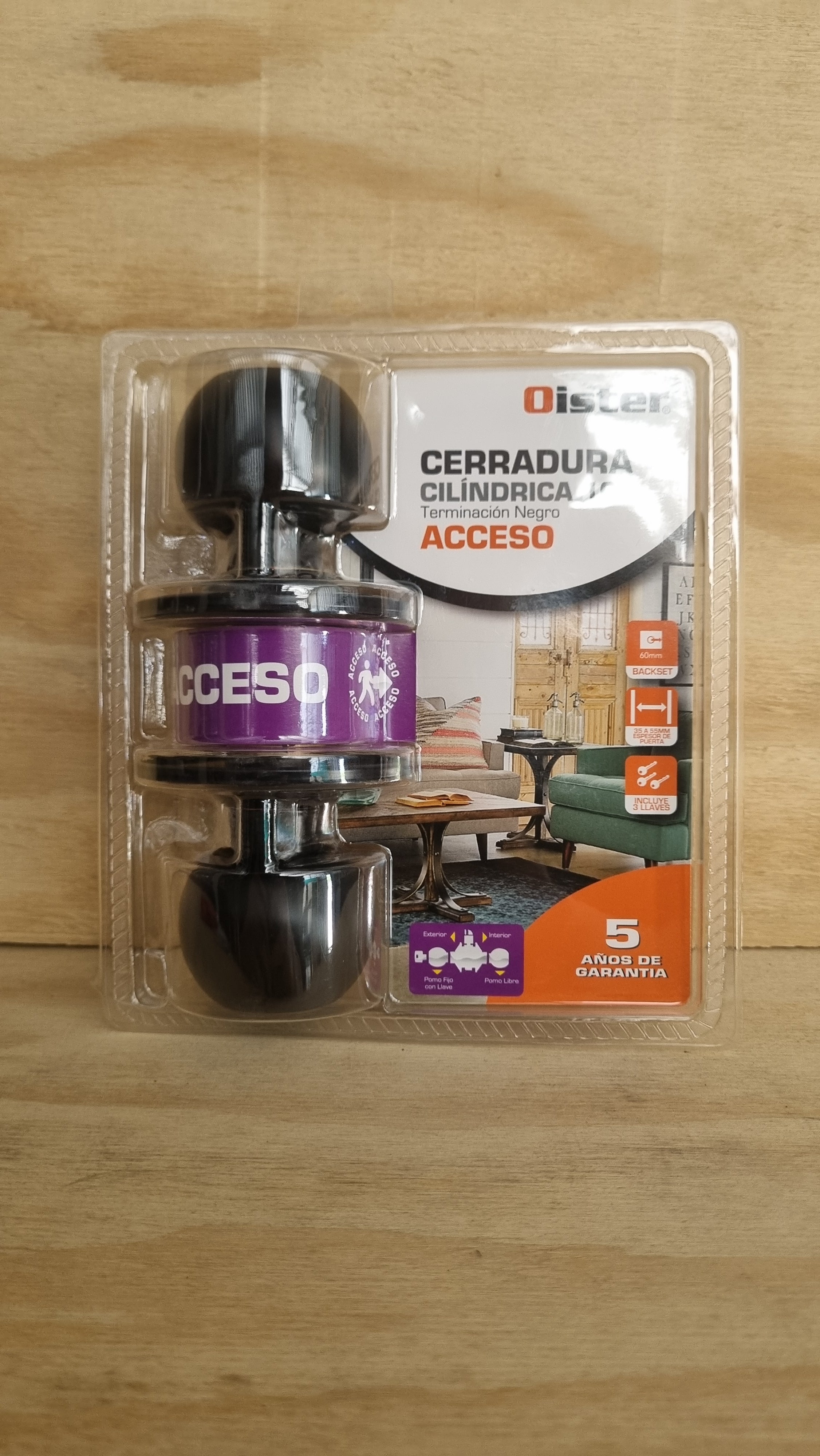 Cerradura Cilíndrica Acceso - Terminación Negra