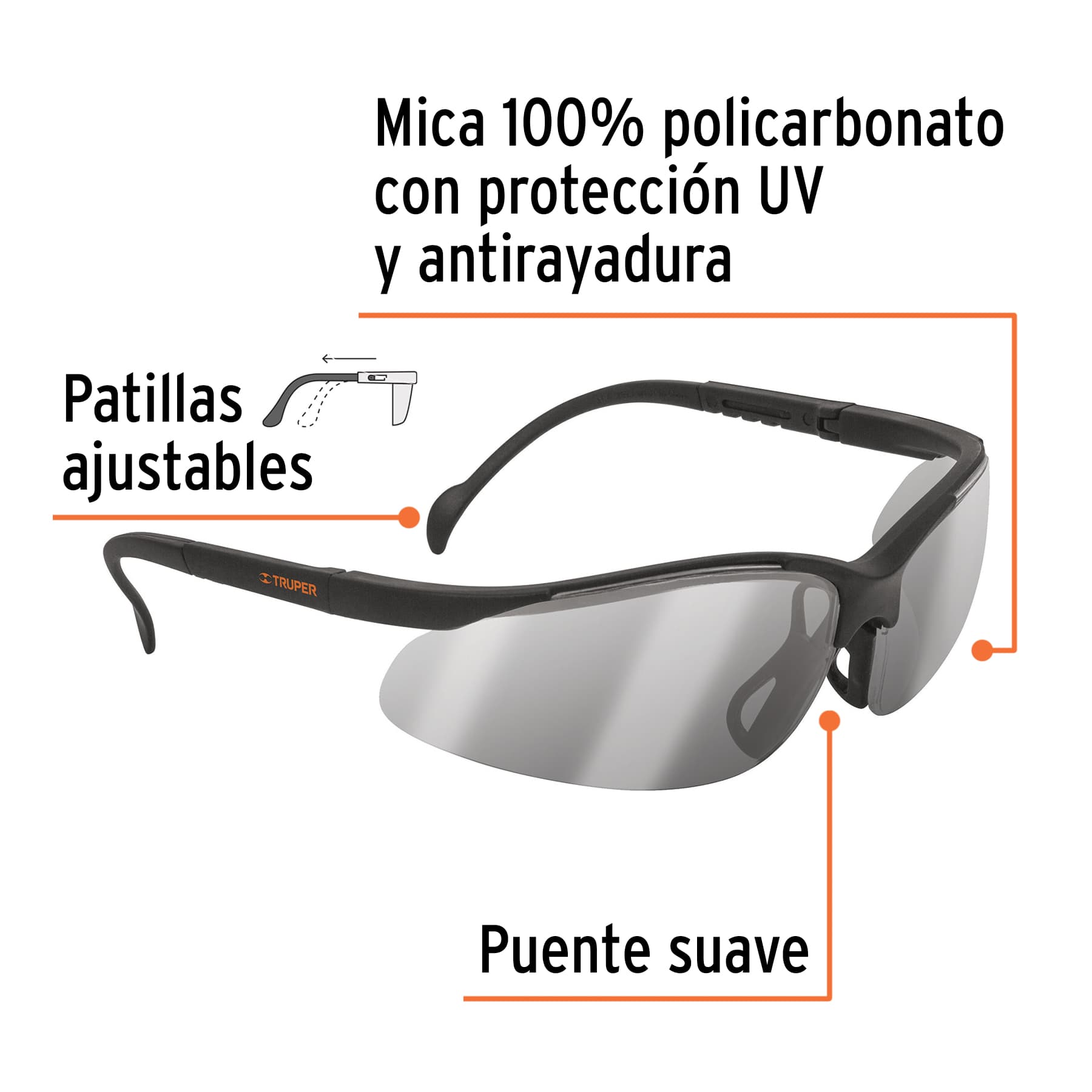Lente Seguridad Ligero Espejo Plata Visión - Truper