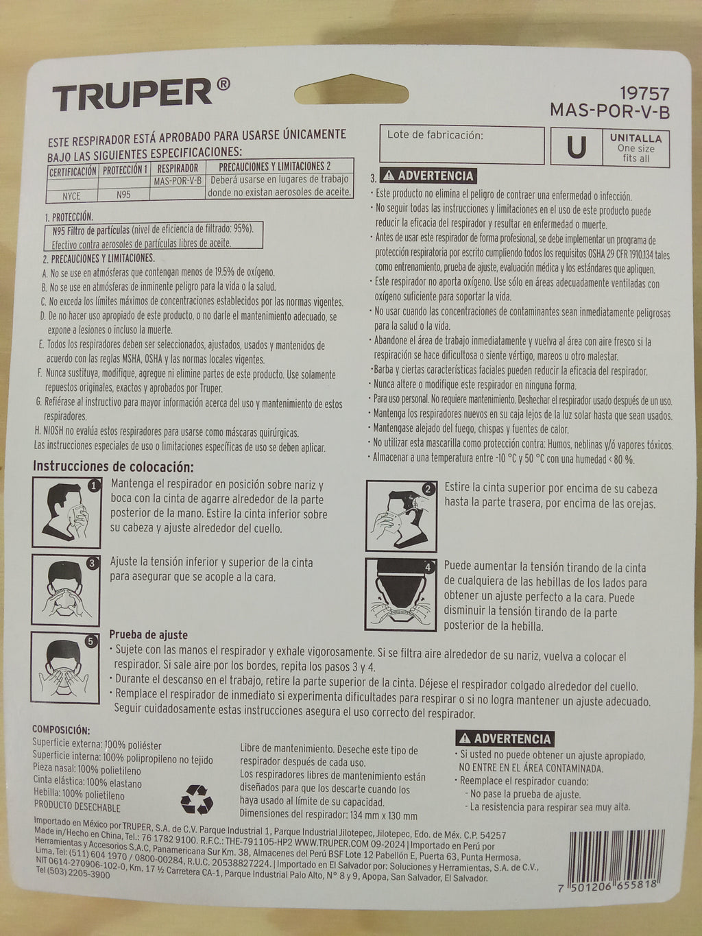 Respirador con válvula