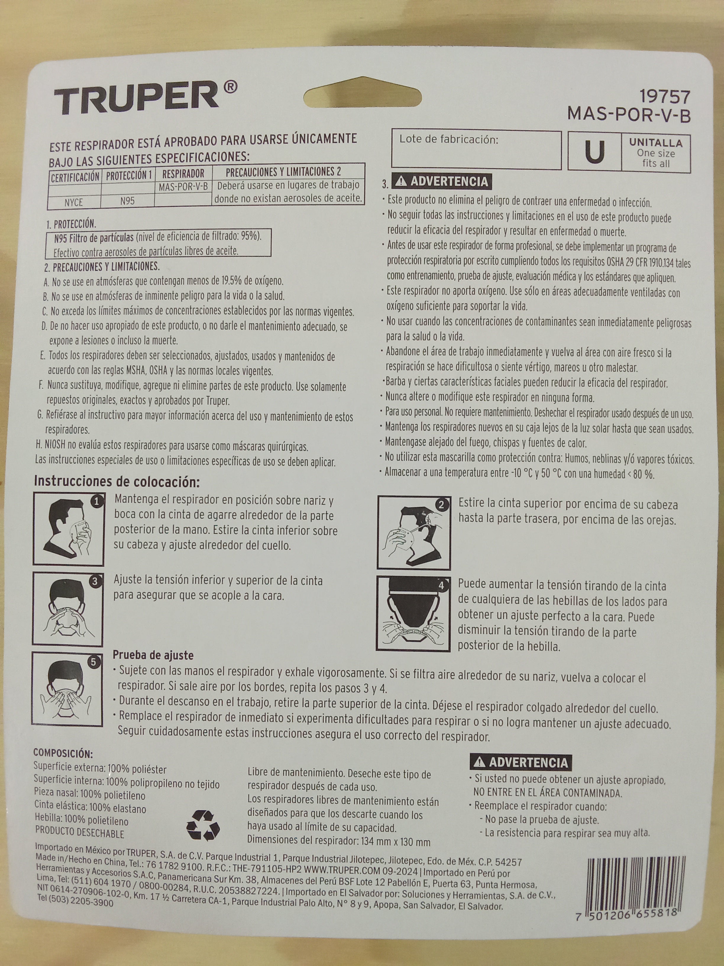Respirador con válvula