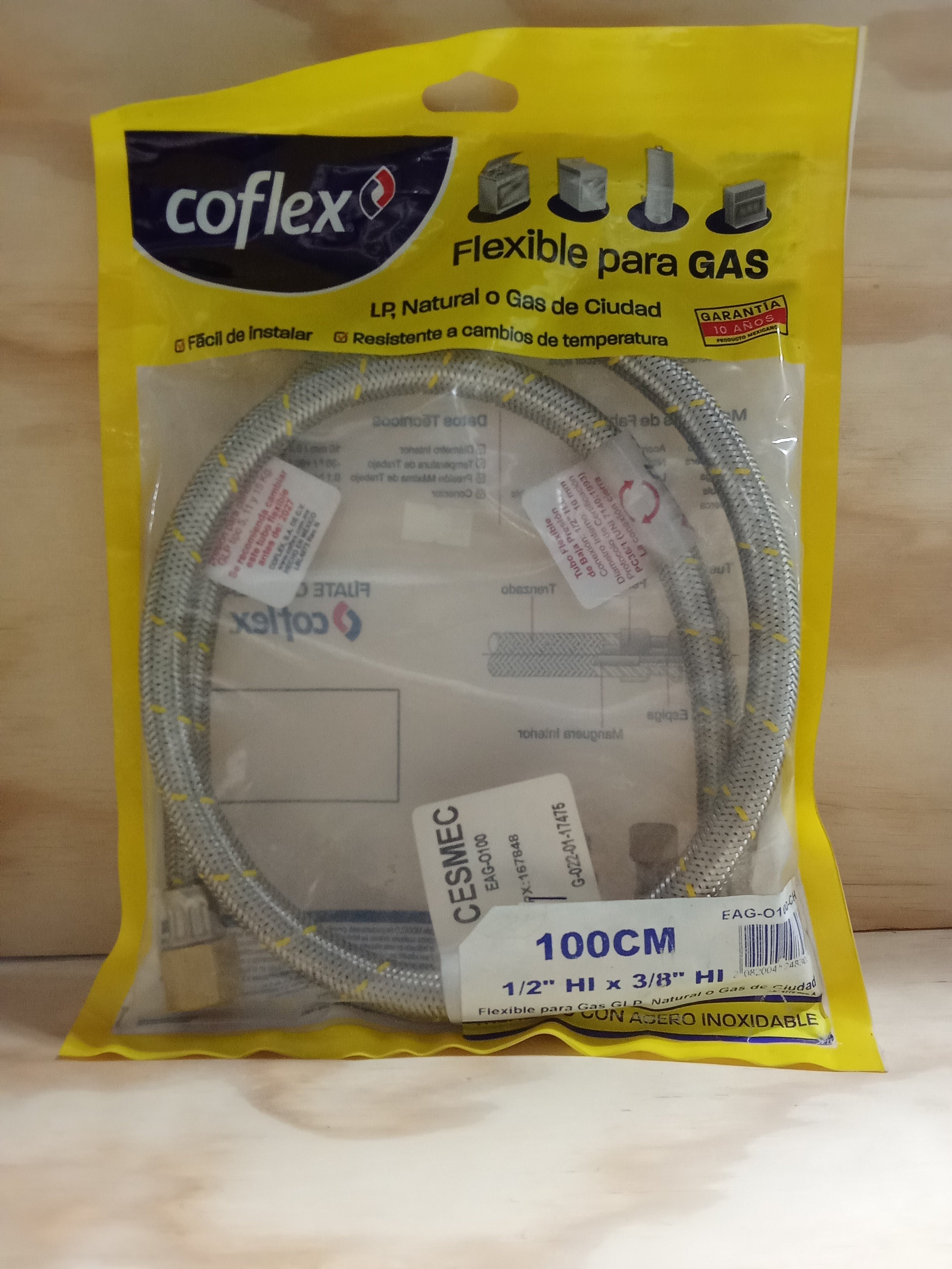 Flexible Para Gas 1/2"Hi X 3/8"Hi
