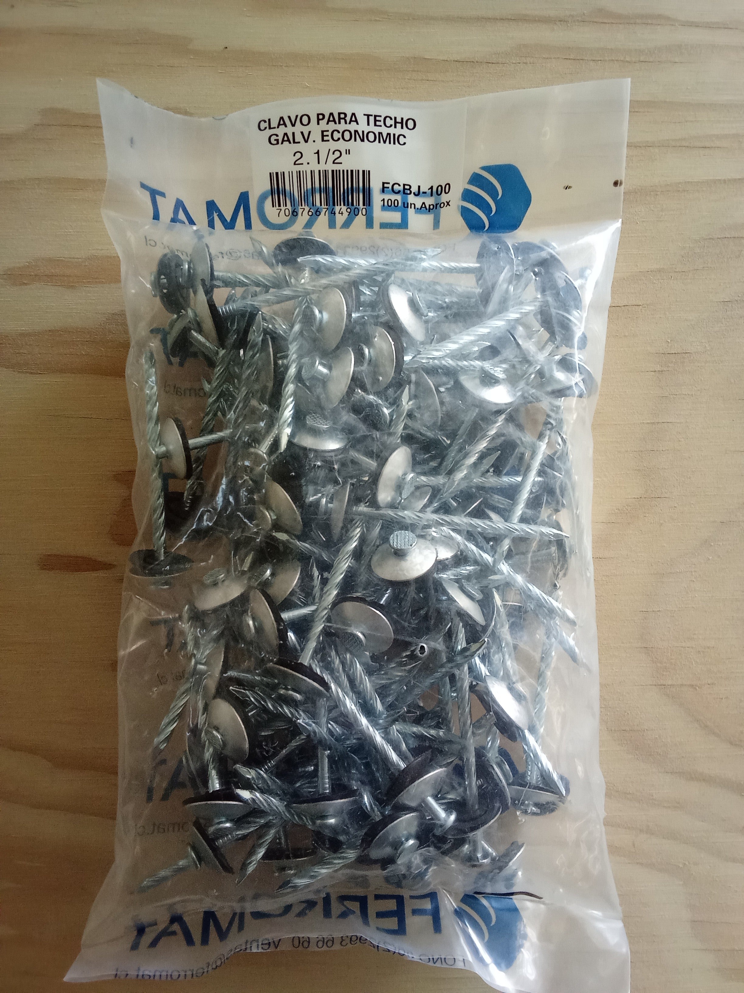 Clavo Techo 2 1/2 Zincado Bolsa De 1 Kilo