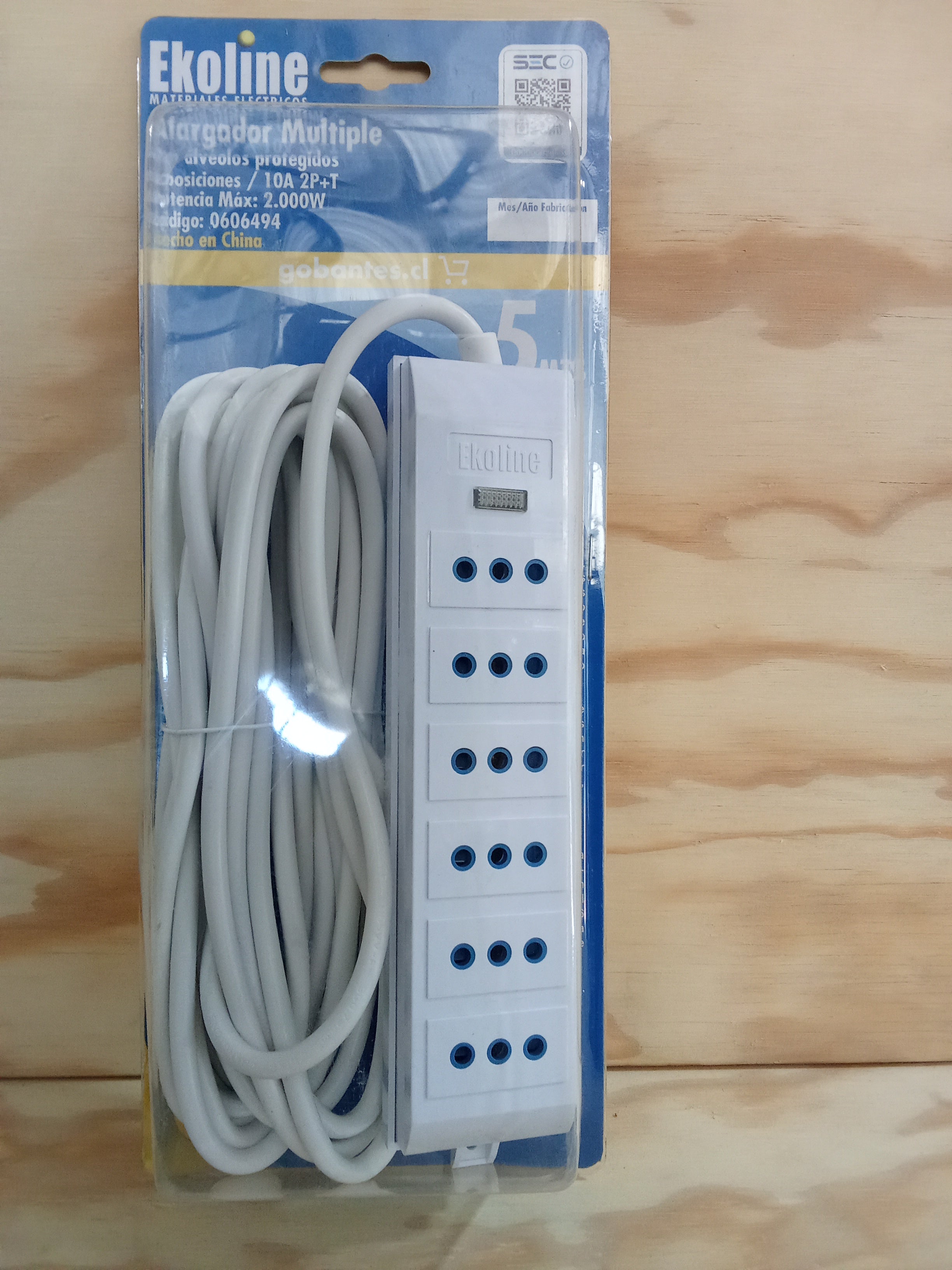 Alargador Múltiple (6) de  5 Metros - Ekoline 2000W