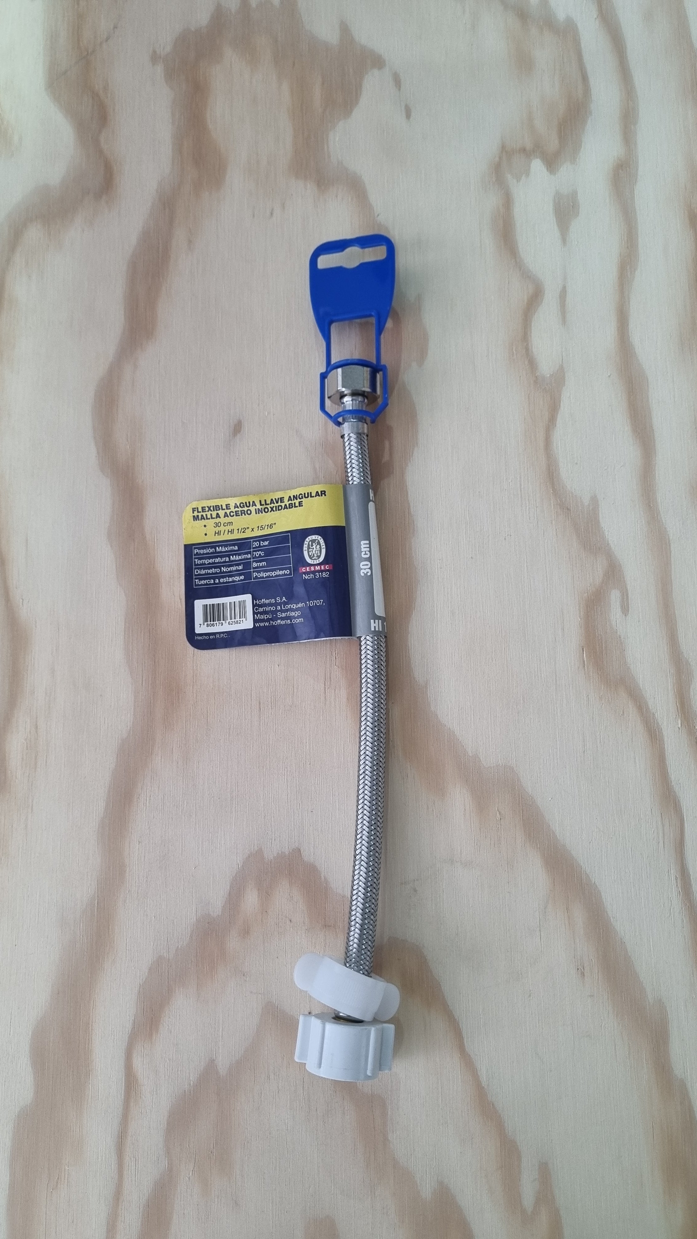 Flexible Agua Llave Angular Malla Acero Inoxidable Hi-Hi 1/2" x 15/16" x 30cm