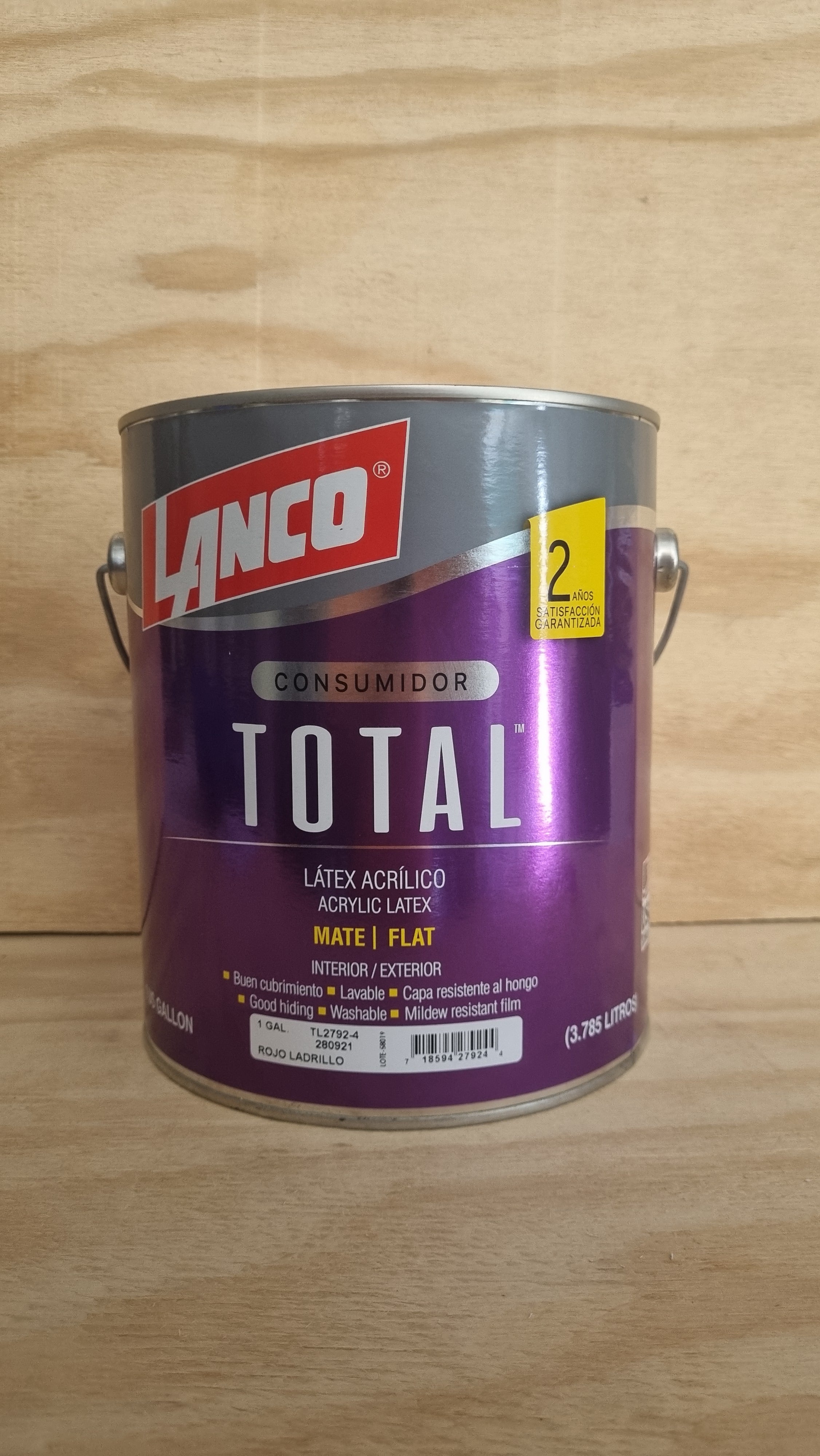 Látex acrílico color rojo ladrillo 1 galón