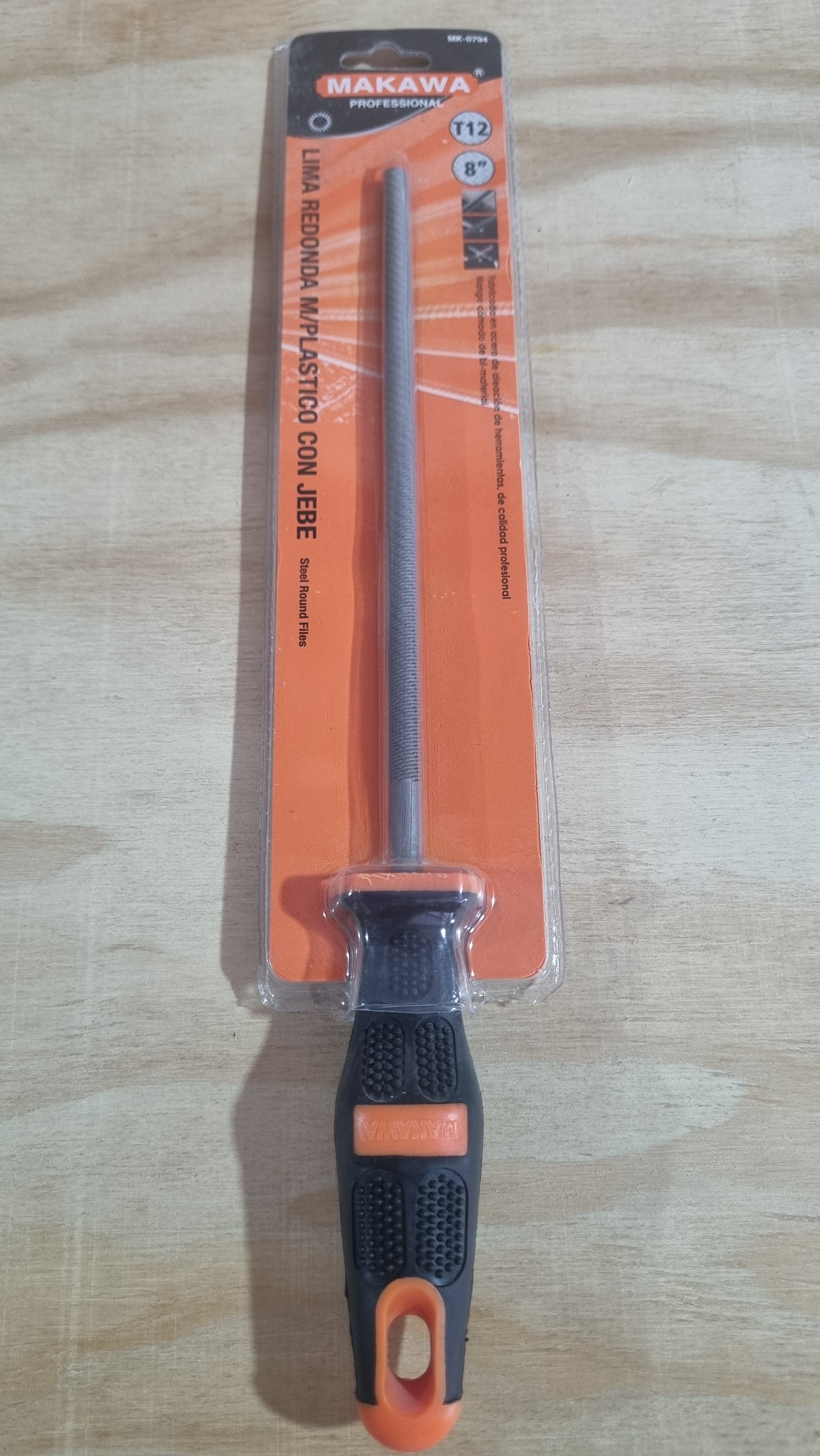 Lima redonda m/plástico con jebe 8"