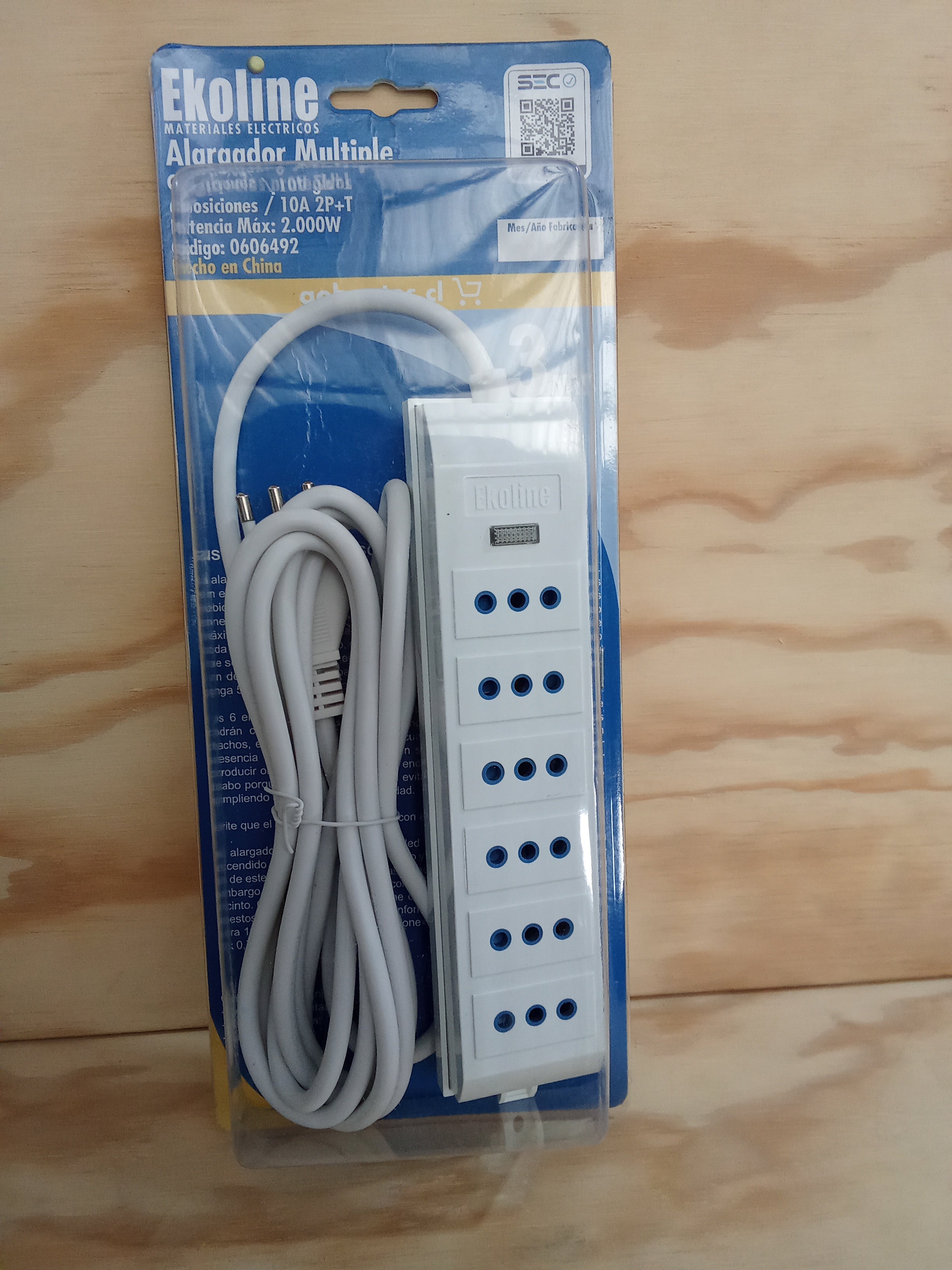 Alargador Múltiple (6) de  3 Metros - Ekoline 2000W